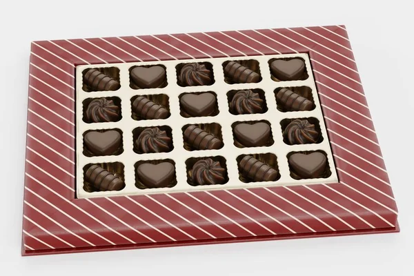 Realista Renderizado Caja Chocolate —  Fotos de Stock