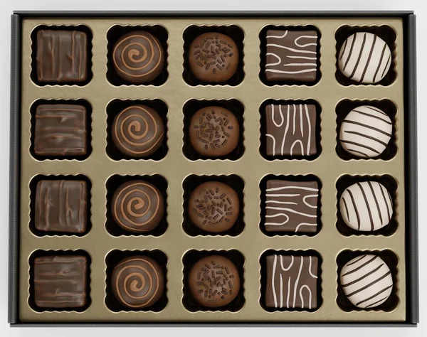 Реалистичный Рендер Шоколадной Коробки — стоковое фото