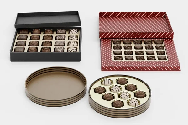 Realista Render Cajas Chocolate —  Fotos de Stock
