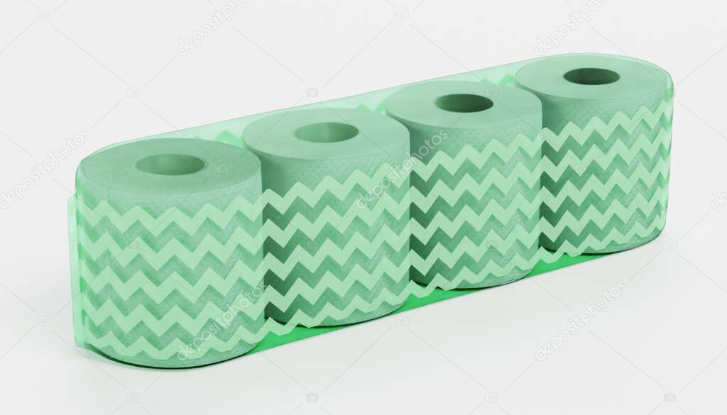 Realistic 3D Render of Toilet Papers Pack