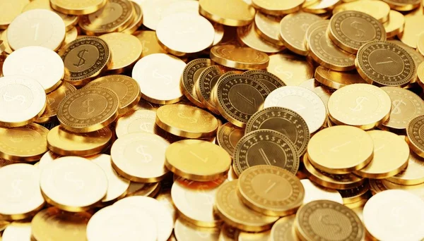 Ρεαλιστική Render Pile Coins — Φωτογραφία Αρχείου