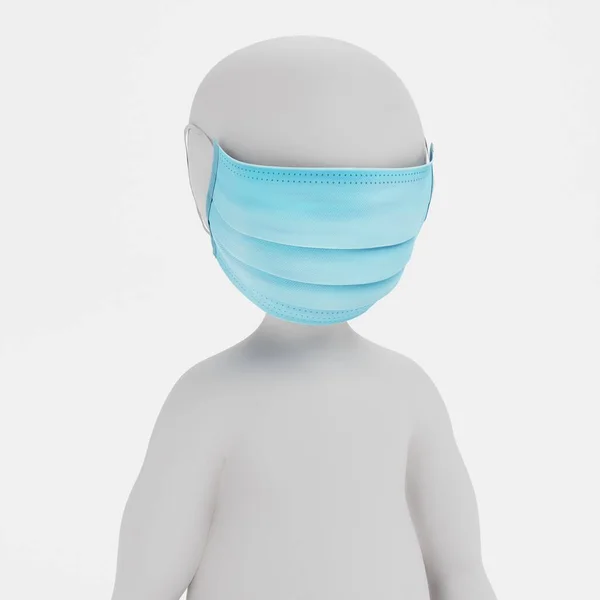 フェイスマスク付き漫画キャラクターの3Dレンダリング — ストック写真