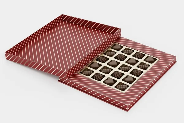 Render Realistico Della Scatola Cioccolato — Foto Stock