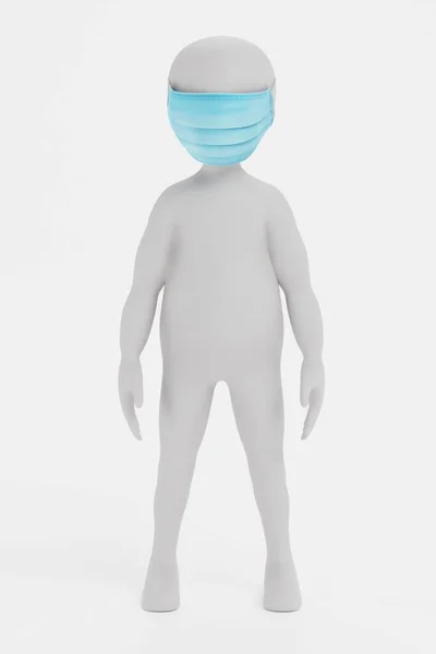 Render Van Stripfiguur Met Gezichtsmasker — Stockfoto