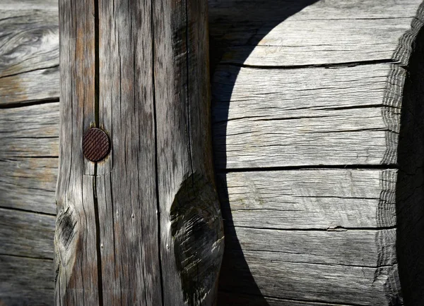 Detalle de valla de madera de rollo — Foto de Stock