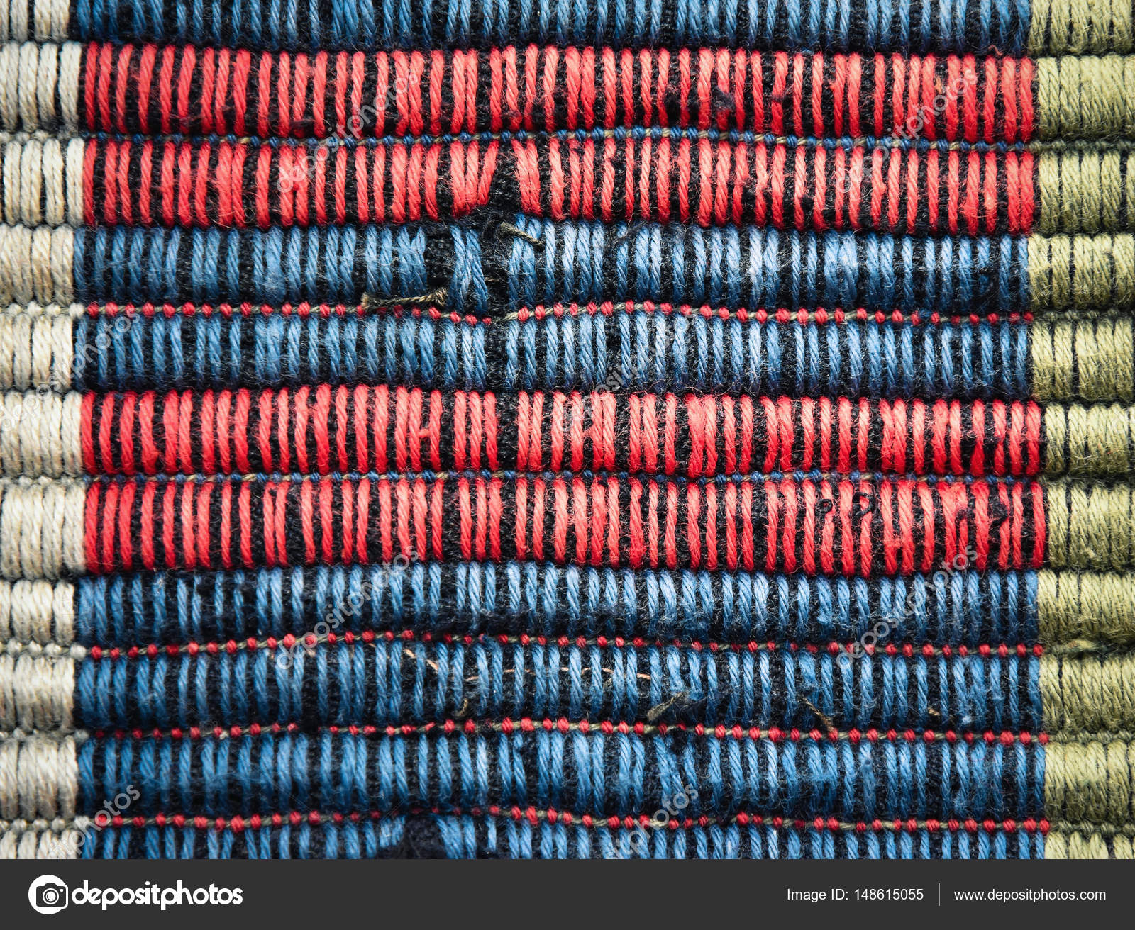 Tessitura Di Dettaglio Rosso Tappeti Blu Foto Stock