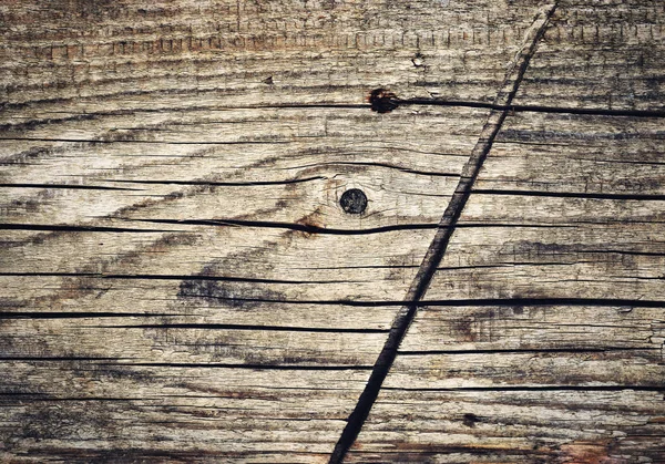 Detail of old wooden board with cut — Stock Photo, Image