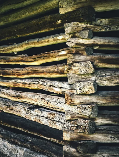 Detalhe de um antigo edifício de troncos — Fotografia de Stock