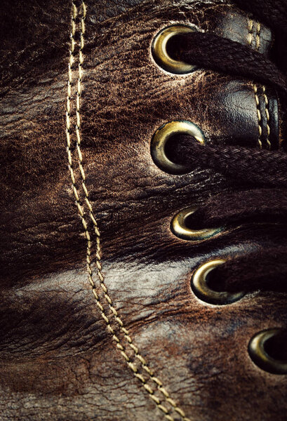 detail of old leather shoe