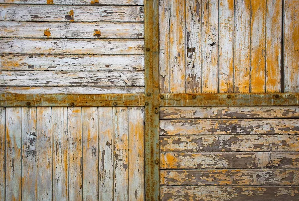 Fondo Detalle Una Puerta Vieja Con Madera Metal —  Fotos de Stock