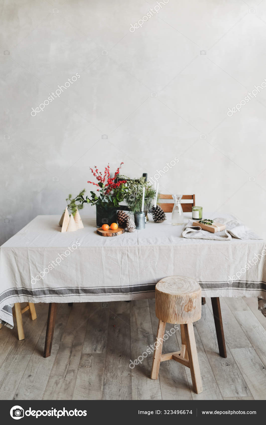 Festive Kitchen In Christmas Decorations Christmas Dining Room Beautiful New Year Decorated Classic Home Interior New Year And Christmas Background Stock Photo Image By Gkondratenko 323496674
