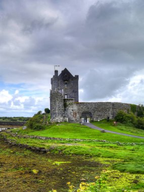 KINVARA, COUNTY GALway, IRELAND - 4 Haziran 2017 Dunguaire Kalesi 'nin kalıntıları.