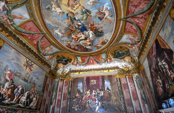 East Molesey, UK - May 26, 2015 - A view of Hampton Court Palace, a royal palace in the borough of Richmond upon Thames, London, England.