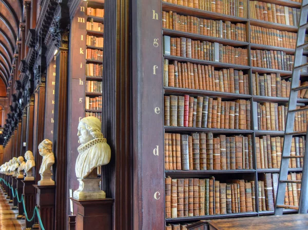Dublin, İrlanda - 30 Mayıs 2017: Trinity College Dublin eski kütüphanesinde uzun Odaya.
