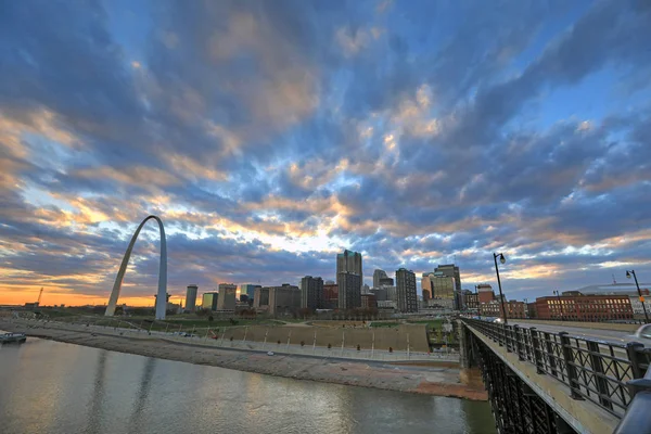 Louis Missouri Panorama Gateway Arch Eads Most — Stock fotografie