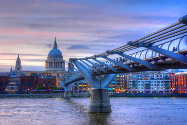 Catedral São Paulo Millennium Footbridge Londres Reino Unido — Fotografia de Stock