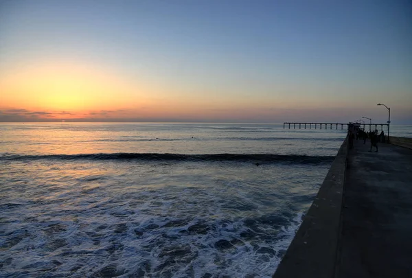 Der Sonnenuntergang Über Dem Ocean Beach Pier Der Nähe Von — Stockfoto