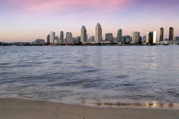 Tramonto Sullo Skyline San Diego Attraverso Baia San Diego Coronado — Foto Stock