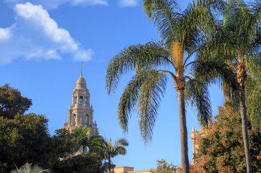San Diego, Kaliforniya, ABD - 5 Şubat 2018 - California Tower San Diego, Kaliforniya'da Balboa Park Manzaralı.