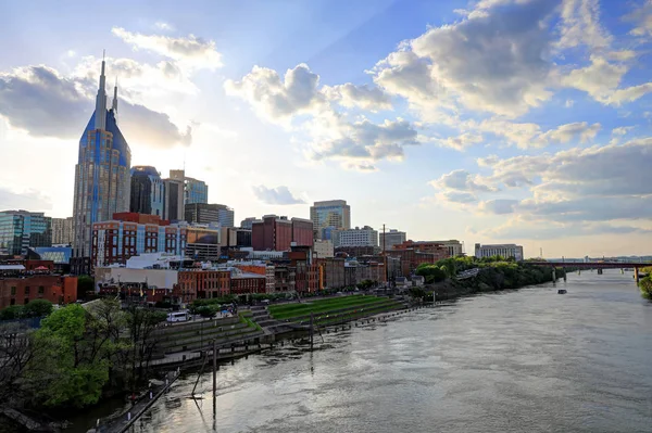 Nashville Tennessee Usa Downtown City Skyline Cumberland River — Stockfoto