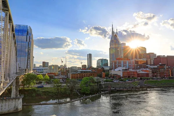 Nashville Tennessee Usa Skyline Van Binnenstad Stad Aan Rivier Van — Stockfoto