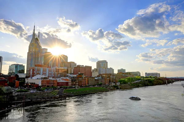 Nashville Tennessee Usa Downtown City Skyline Cumberland River — Stockfoto