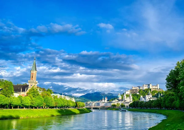 View Austrian City Salzburg Salzach River — Stock Photo, Image