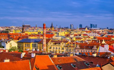 Prag, Çek Cumhuriyeti'nde Vltava Nehri boyunca çatılar.