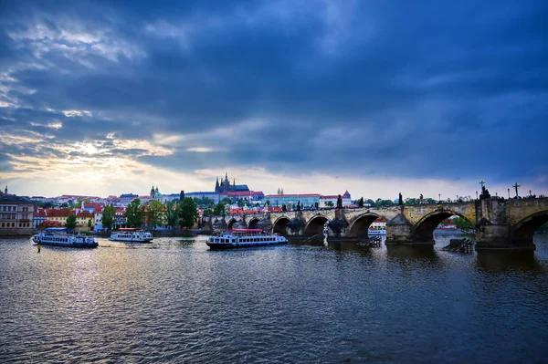 View Prague Castle Charles Bridge Vltava River Prague Czech Republic — Stock Photo, Image