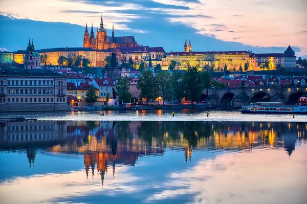 View Prague Castle Charles Bridge Vltava River Prague Czech Republic — Stock Photo, Image