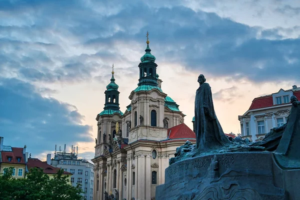 Die Nikolaus Kirche Und Die Straßen Von Prag Tschechische Republik — Stockfoto