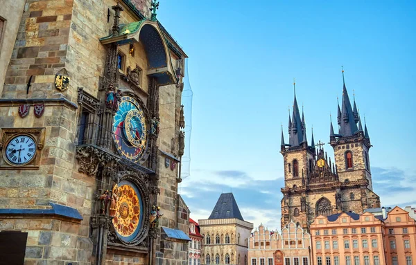 Horloge Astronomique Prague Située Ancienne Mairie Église Notre Dame Avant — Photo