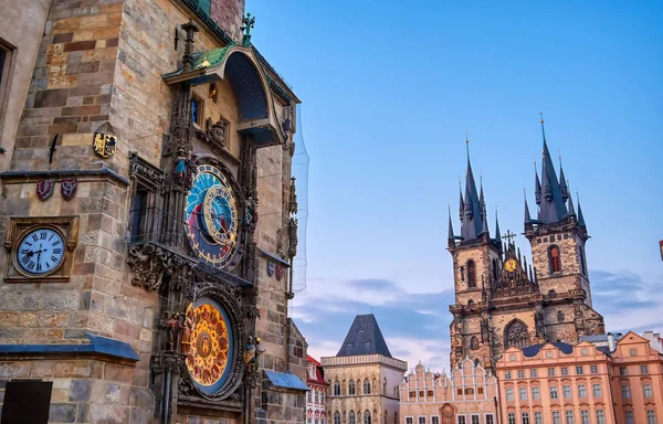 Horloge Astronomique Prague Située Ancienne Mairie Église Notre Dame Avant — Photo