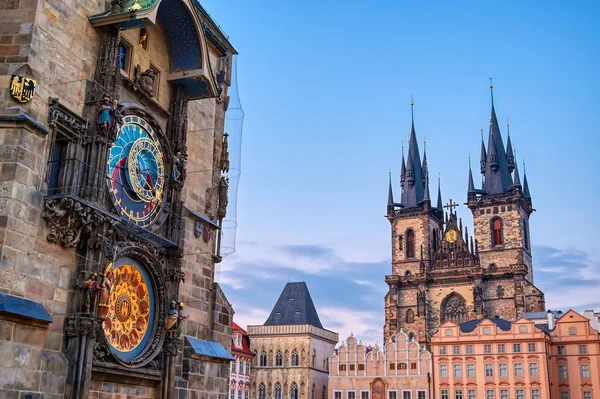 Horloge Astronomique Prague Située Ancienne Mairie Église Notre Dame Avant — Photo