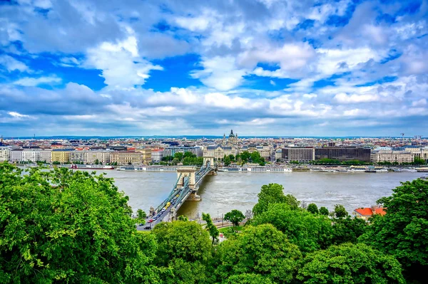 Kedjebron Över Donau Budapest Ungern — Stockfoto