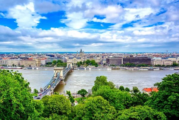 Kedjebron Över Donau Budapest Ungern — Stockfoto