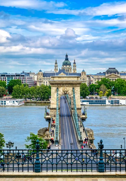 Kedjebron Över Donau Budapest Ungern — Stockfoto