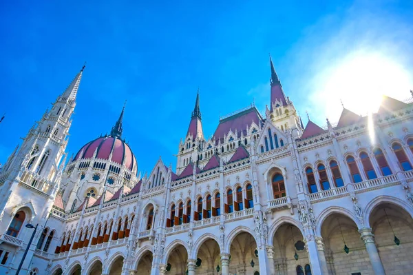 Das Äußere Des Ungarischen Parlamentsgebäudes Budapest Ungarn — Stockfoto