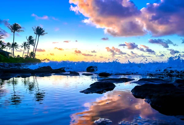 Salida Del Sol Sobre Costa Kauai Hawai — Foto de Stock