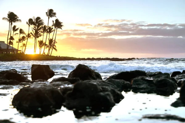 Wschód Słońca Nad Wybrzeżem Kauai Hawaje — Zdjęcie stockowe