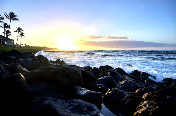 Salida Del Sol Sobre Costa Kauai Hawai —  Fotos de Stock