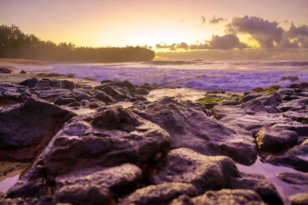 Der Sonnenaufgang Über Dem Strand Kauai Hawaii — Stockfoto