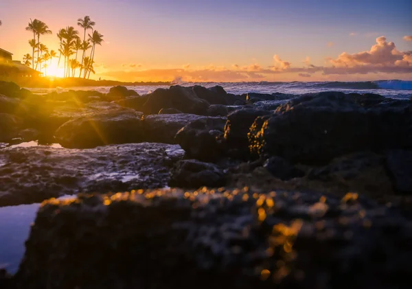 Der Sonnenaufgang Über Dem Strand Kauai Hawaii — Stockfoto