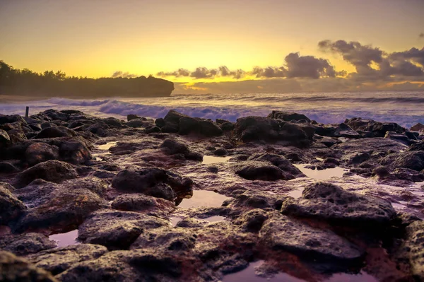 Der Sonnenaufgang Über Dem Strand Kauai Hawaii — Stockfoto