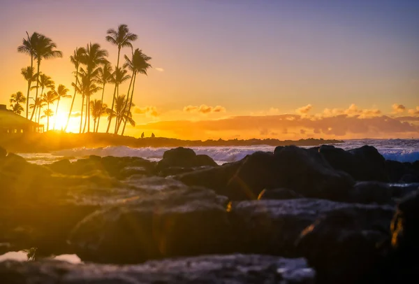 Wschód Słońca Nad Plażą Kauai Hawaje — Zdjęcie stockowe
