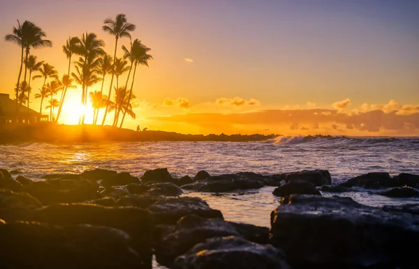 Amanecer Sobre Playa Kauai Hawaii —  Fotos de Stock