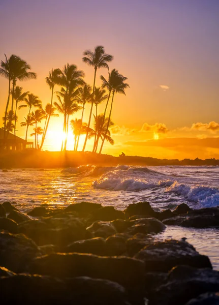 Zonsopgang Boven Het Strand Kauai Hawaï — Stockfoto