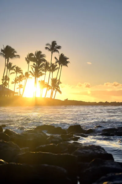 Amanecer Sobre Playa Kauai Hawaii —  Fotos de Stock