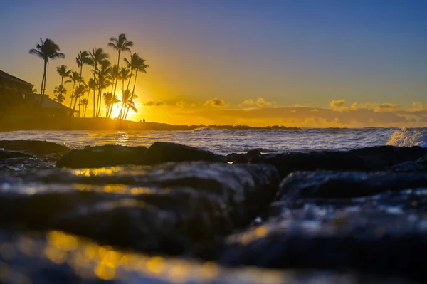 Soluppgången Över Stranden Kauai Hawaii — Stockfoto