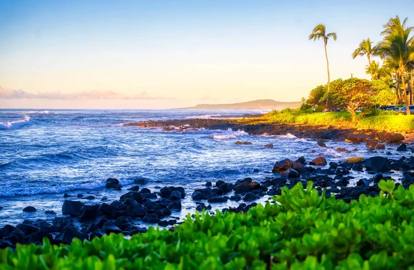 Der Sonnenaufgang Über Dem Strand Kauai Hawaii — Stockfoto